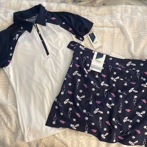 IZOD Golf Outfit Shirt Sleeved Shirt -S Skort Size 6